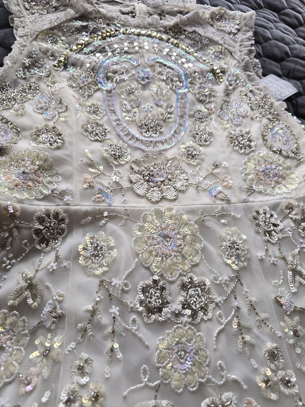 Needle & Thread Bridal Sequin and Lace Embellished Dress in Ivory - Picture 3 of 5